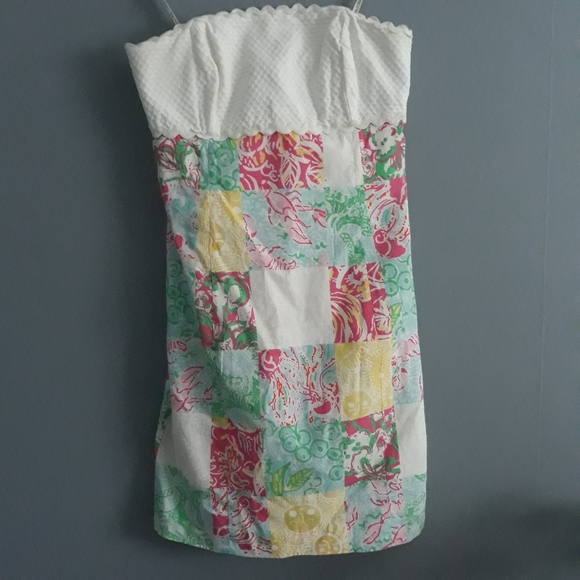 Lilly Pulitzer Franco Strapless Patchwork Dress size 0 - Picture 3 of 7